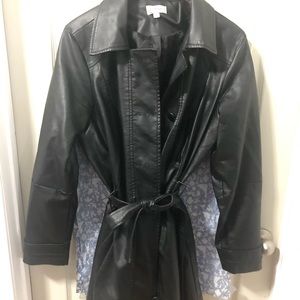 Faux leather trench coat